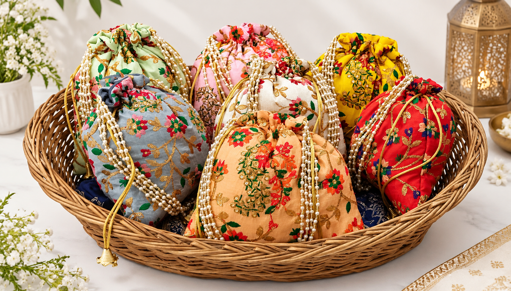 Embroidered Silk Potli Bags - Party Favor Clutch - Lot of 100