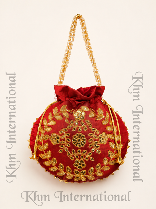 Designer Embroidered Potli Bags with Golden Work for Wedding & Festive Wear