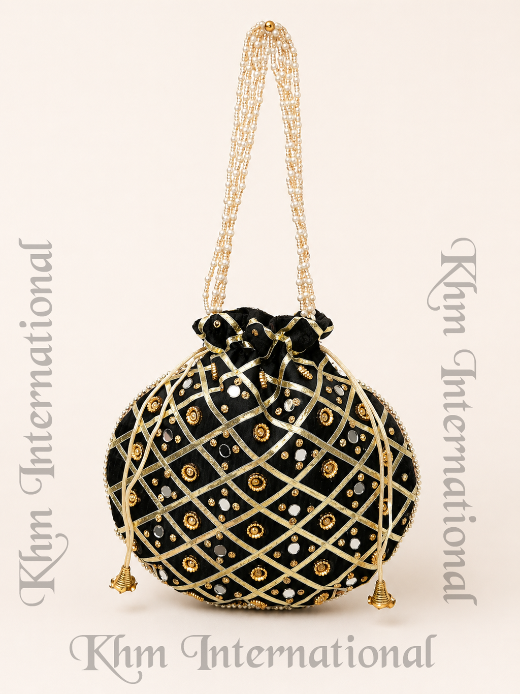Mirror Work Potli Bag for Women | 9x9 Inch Indian Wedding Favor Purse, Bridal Drawstring Handbag, Ethnic Party Clutch for Bridesmaids & Festive Gifts