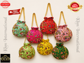 Floral Embroidered Potli Bags with Golden Bead Handle for Wedding & Festive Wear