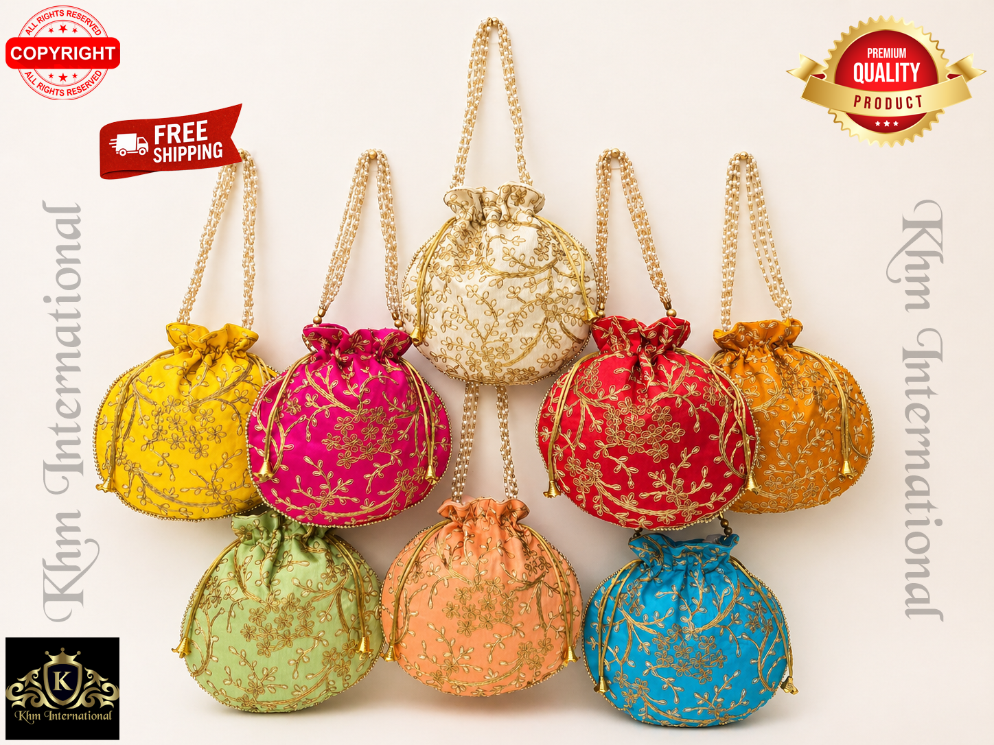 Embroidered Potli Bag for Women | Indian Wedding Favor Purse, Bridal Drawstring Handbag, Ethnic Party Clutch for Bridesmaids & Festive Gifts