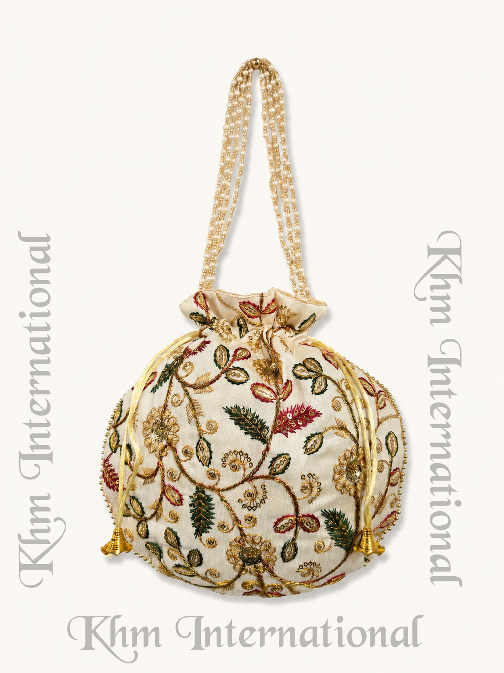 Embroidered Silk Potli Bag - Indian Handmade Party Favor (Lot of 100 Pcs, 9x9 inches)