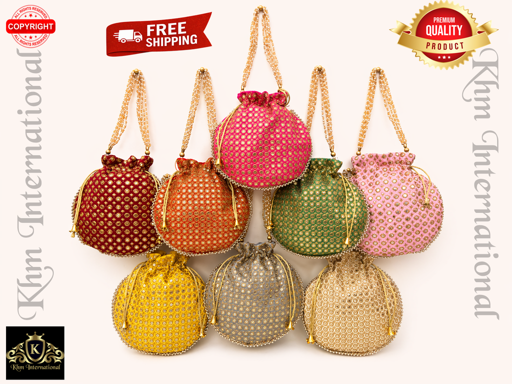 Indian Potli Bags for Wedding Return Gifts | Colorful Embroidered Potli Purse for Mehendi, Sangeet, Diwali & Party Favors