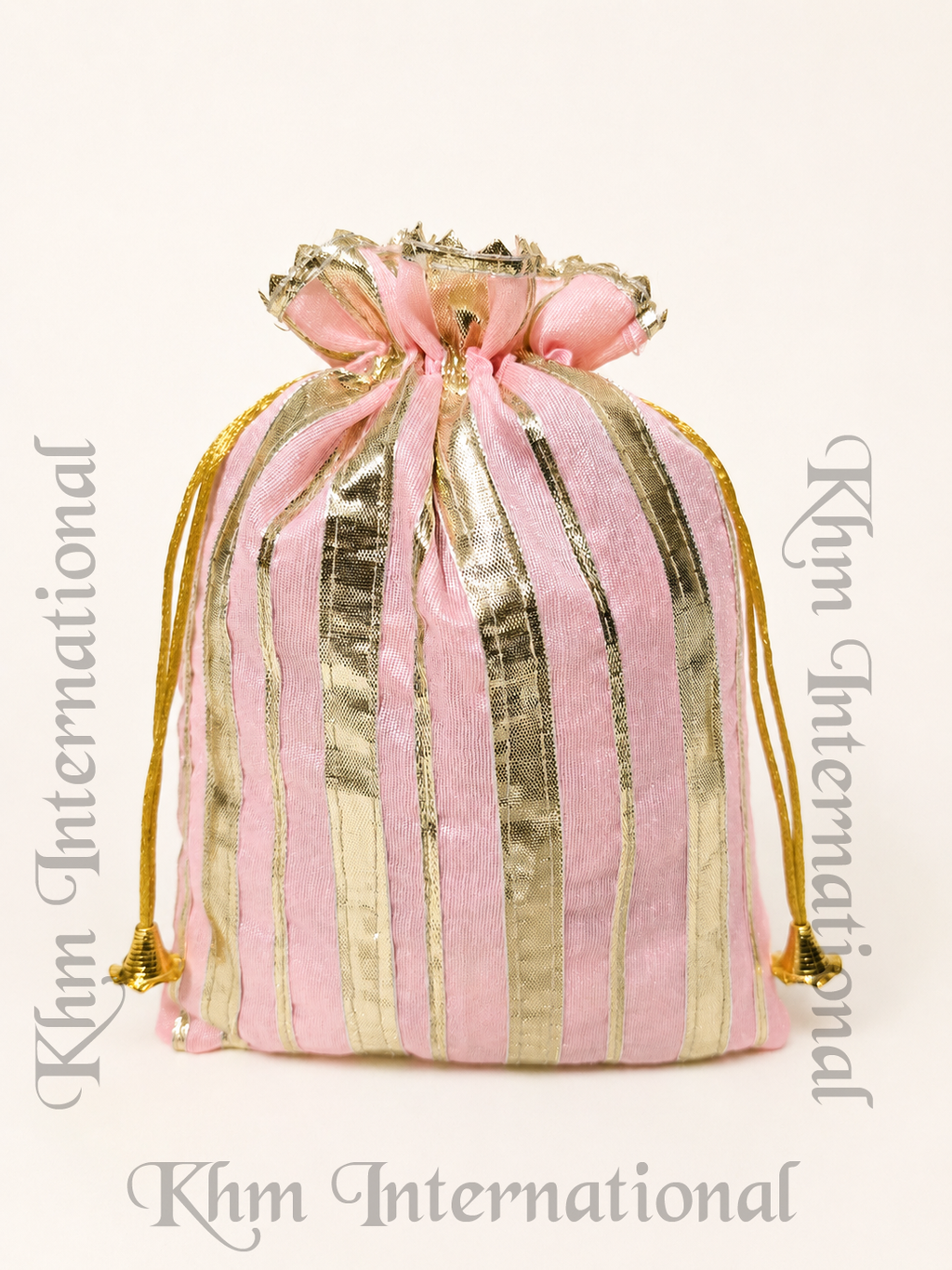 Striped Silk Potli Bag 7x9 Inch, Assorted Colors Indian Wedding Gift Bag, Drawstring Favor Pouch, Traditional Party Return Gift Bag