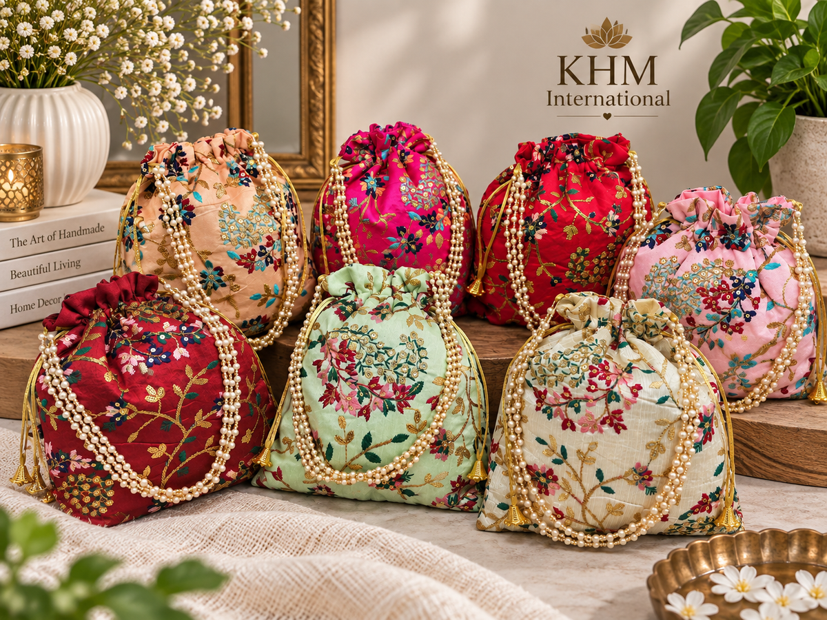 Floral Potli Bag for Indian Wedding, Haldi, Mehendi & Party Favors