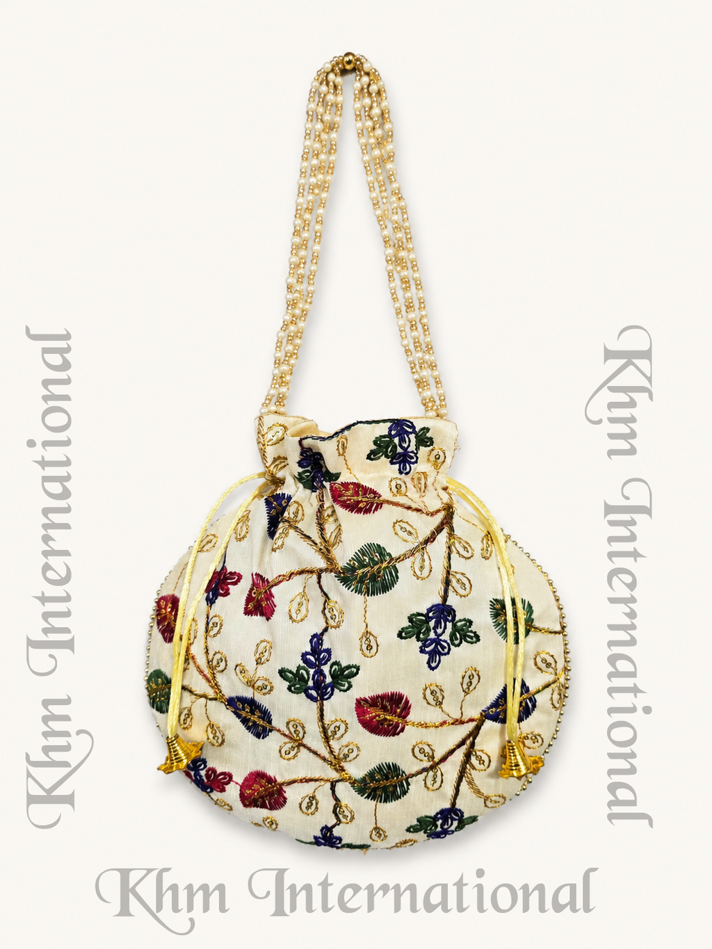 Embroidered Silk Potli Bag - Indian Handmade Party Favor (Lot of 100 Pcs, 9x9 inches)