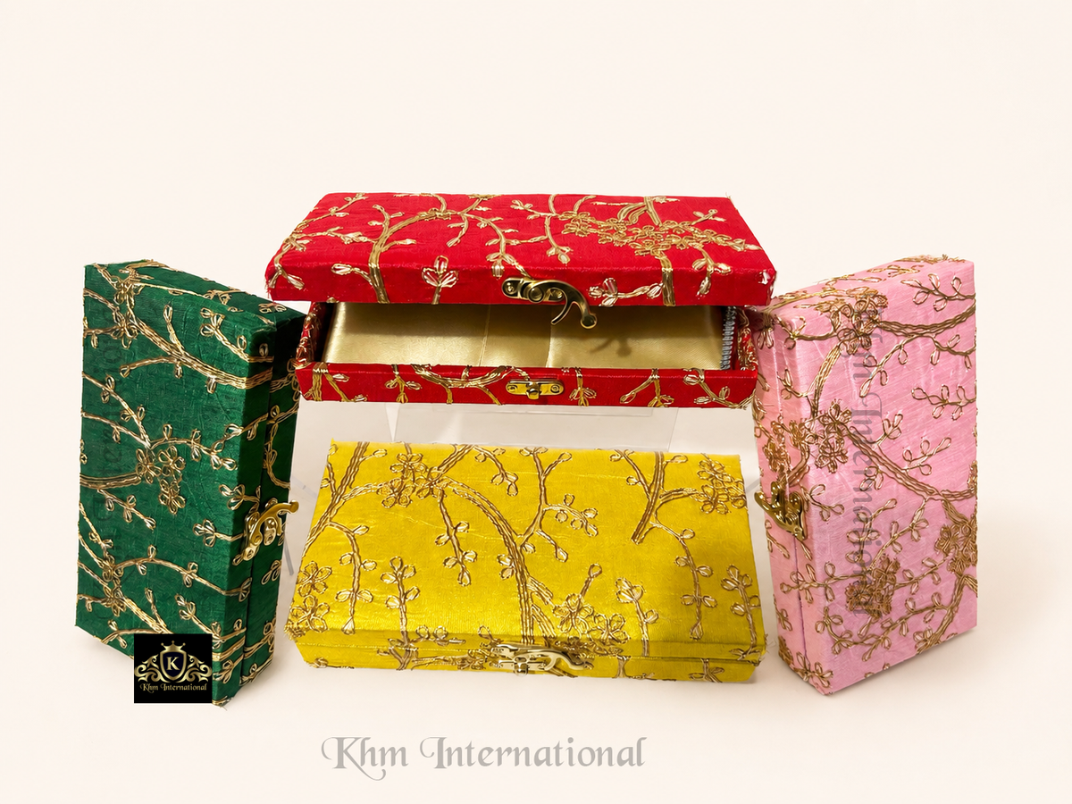 Shagan Mithai Silk Embroidered Indian Wedding Gift Favour Boxes