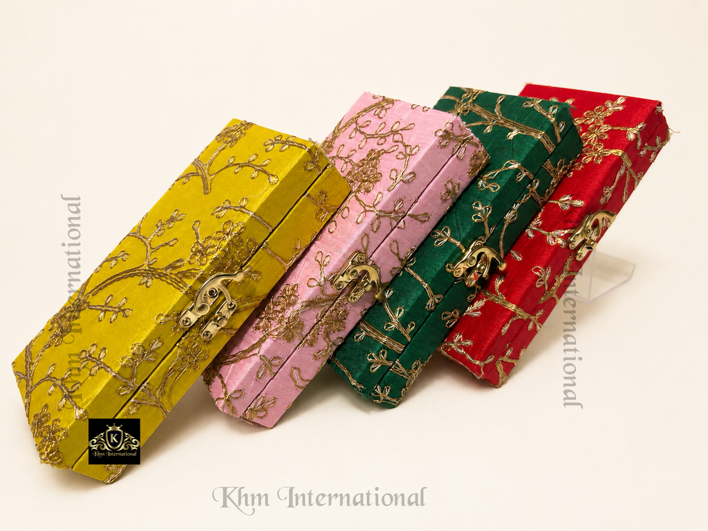 Shagan Mithai Silk Embroidered Indian Wedding Gift Favour Boxes
