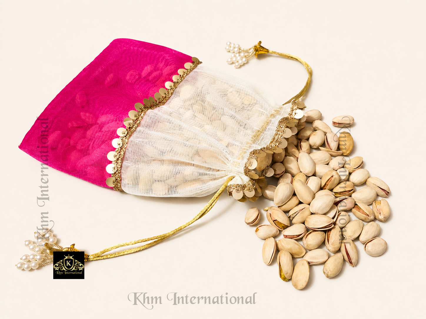 Handmade Organza Potli Bag Set – Indian Wedding Favor Bags, Bridesmaid Gift Pouches, Bridal Party Drawstring Bags