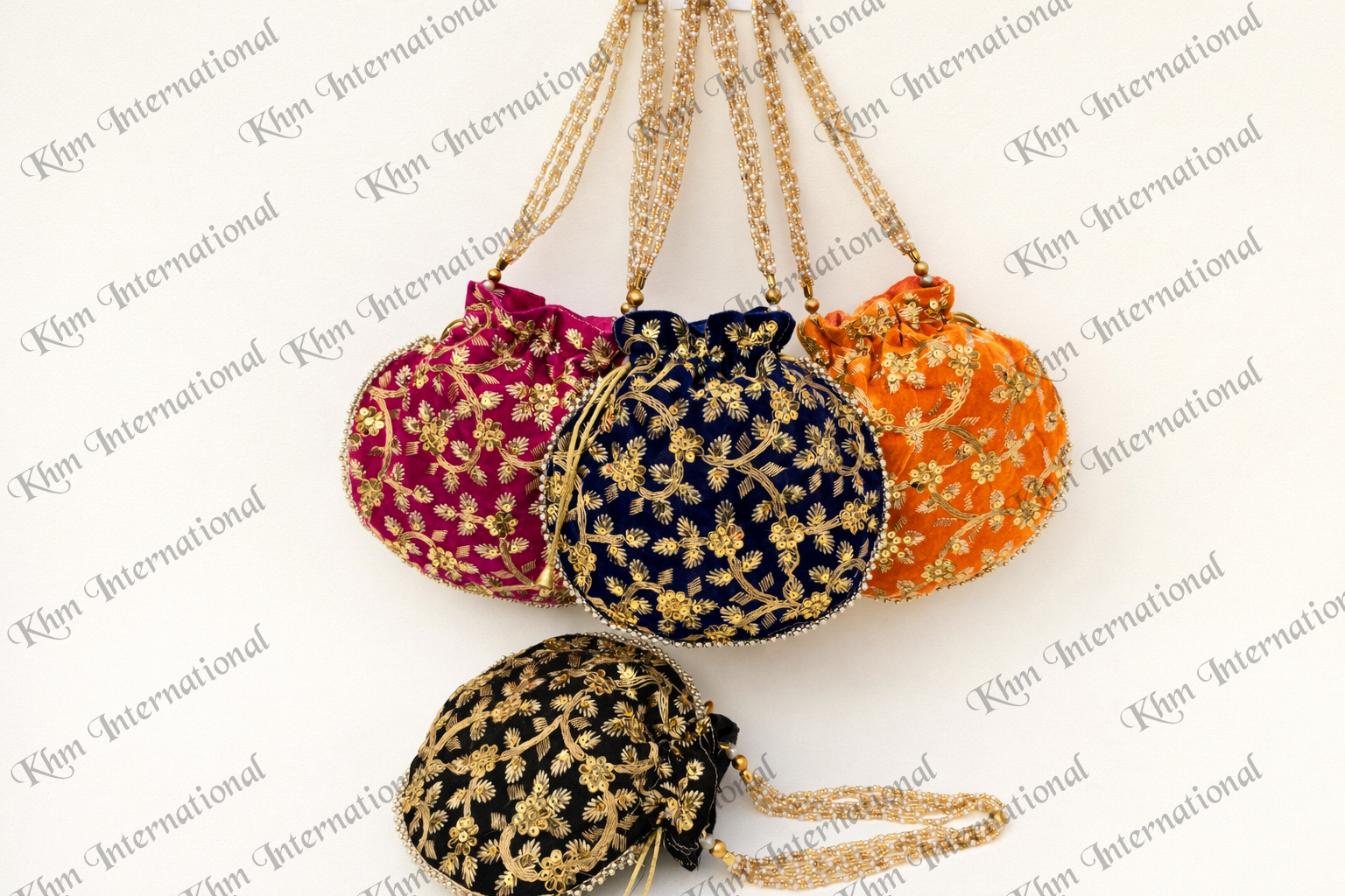 Gold Embroidered Potli Bag for Women | 9x9 Inch Indian Wedding Favor Purse, Bridal Drawstring Handbag, Ethnic Party Clutch
