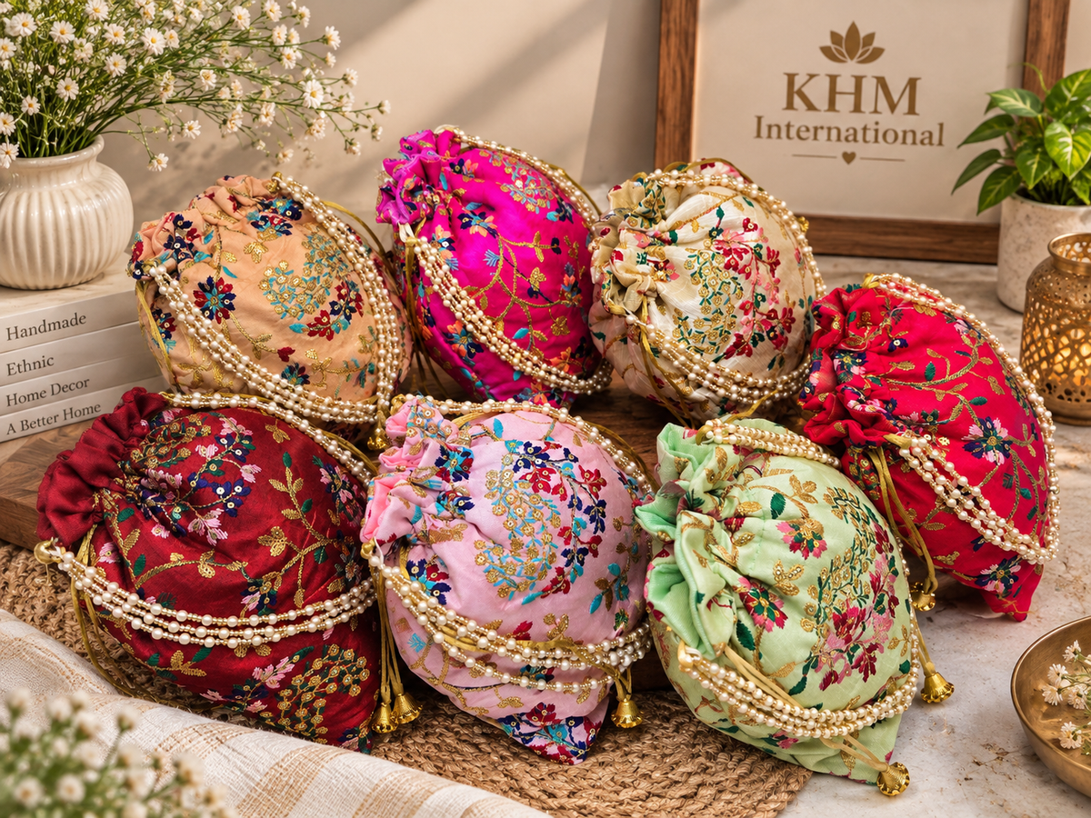 Floral Potli Bag for Indian Wedding, Haldi, Mehendi & Party Favors