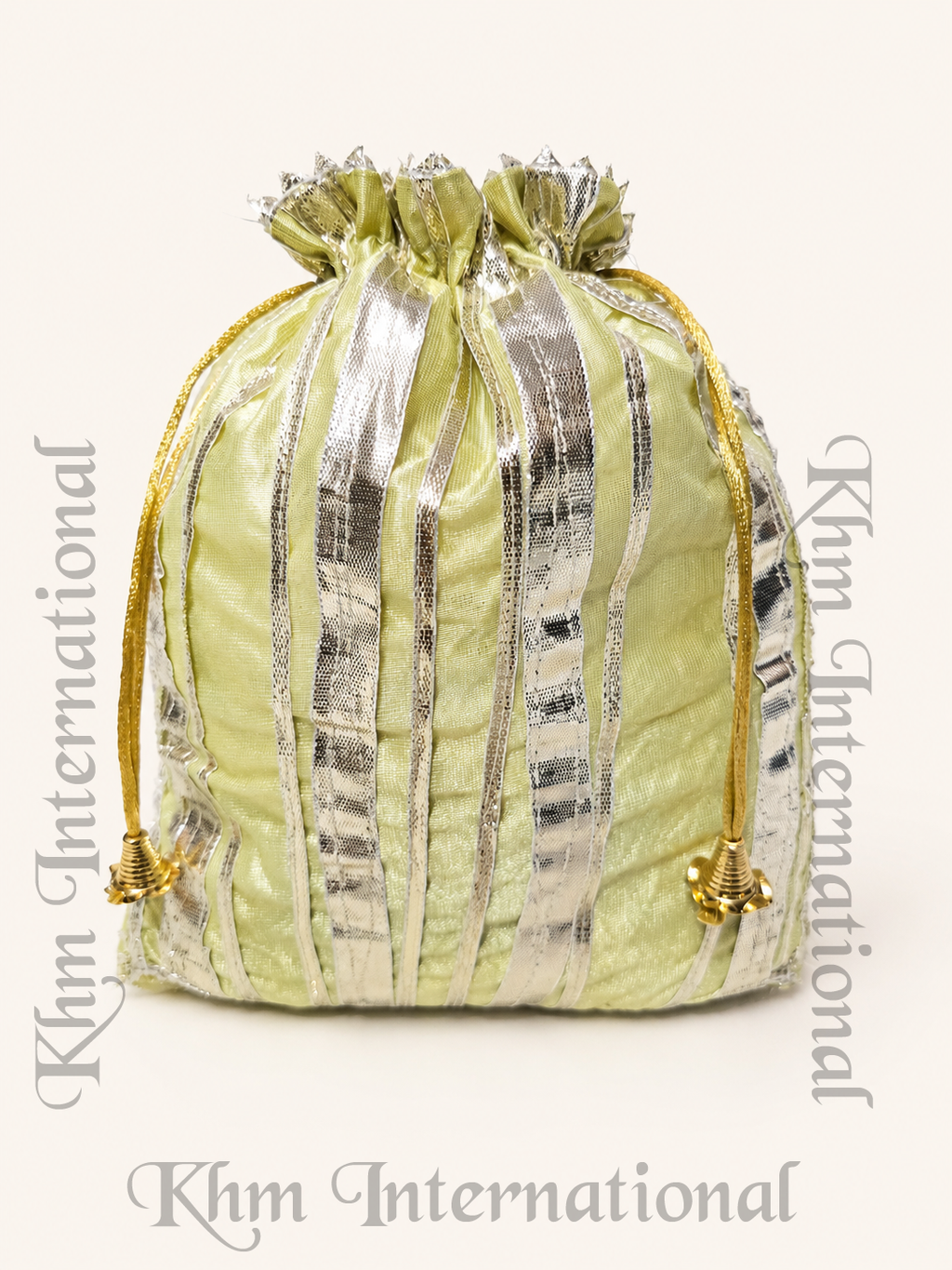 Striped Silk Potli Bag 7x9 Inch, Assorted Colors Indian Wedding Gift Bag, Drawstring Favor Pouch, Traditional Party Return Gift Bag