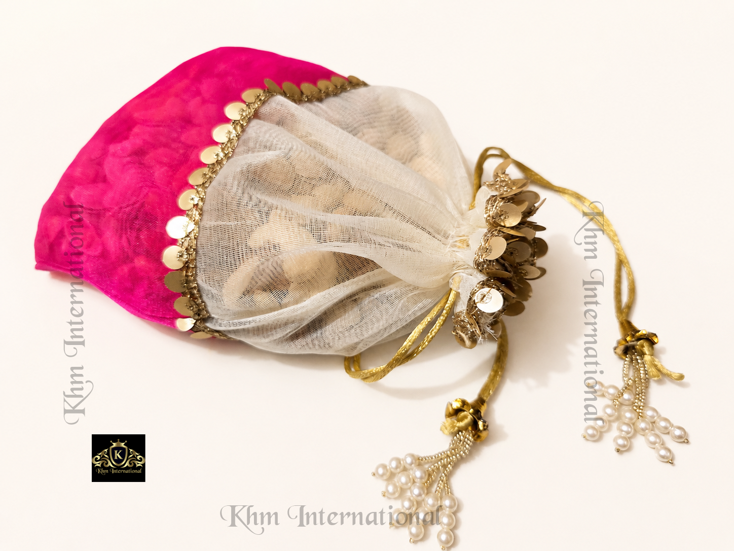 Handmade Organza Potli Bag Set – Indian Wedding Favor Bags, Bridesmaid Gift Pouches, Bridal Party Drawstring Bags