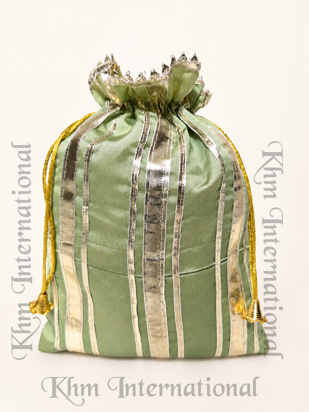 Striped Silk Potli Bag 7x9 Inch, Assorted Colors Indian Wedding Gift Bag, Drawstring Favor Pouch, Traditional Party Return Gift Bag