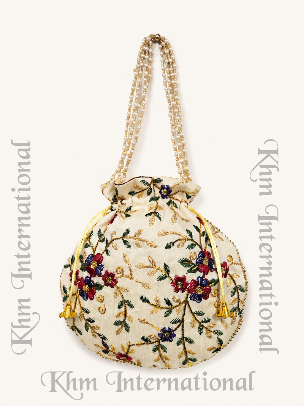Embroidered Silk Potli Bag - Indian Handmade Party Favor (Lot of 100 Pcs, 9x9 inches)