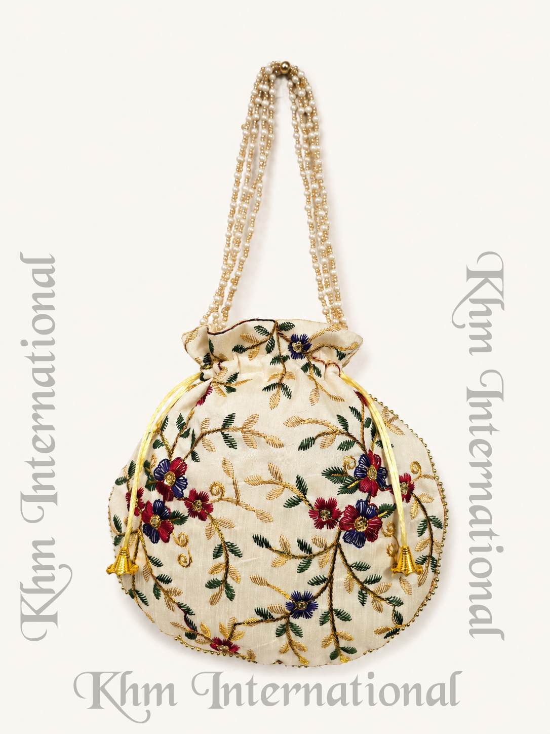 Embroidered Silk Potli Bag - Indian Handmade Party Favor (Lot of 100 Pcs, 9x9 inches)